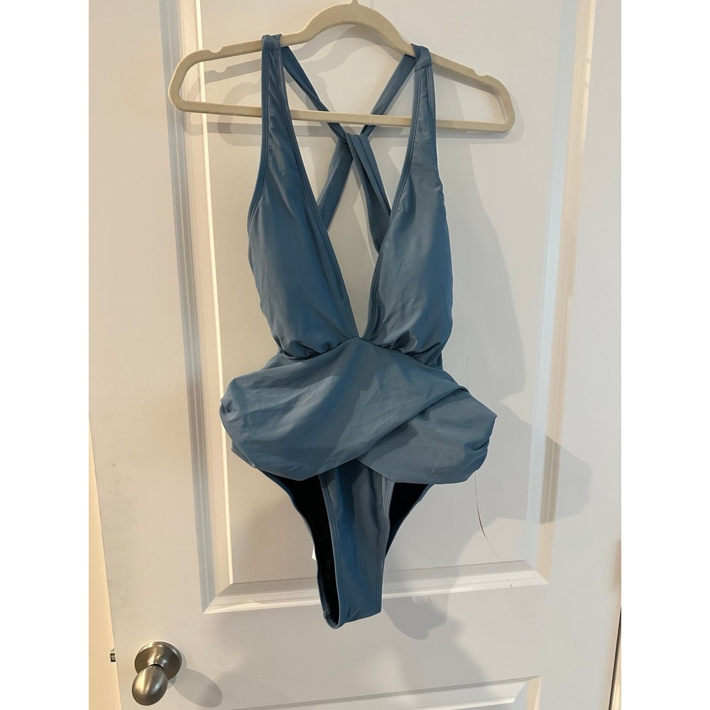 NEW Cupshe One Piece Blue Swimsuit size M Sexy French Style